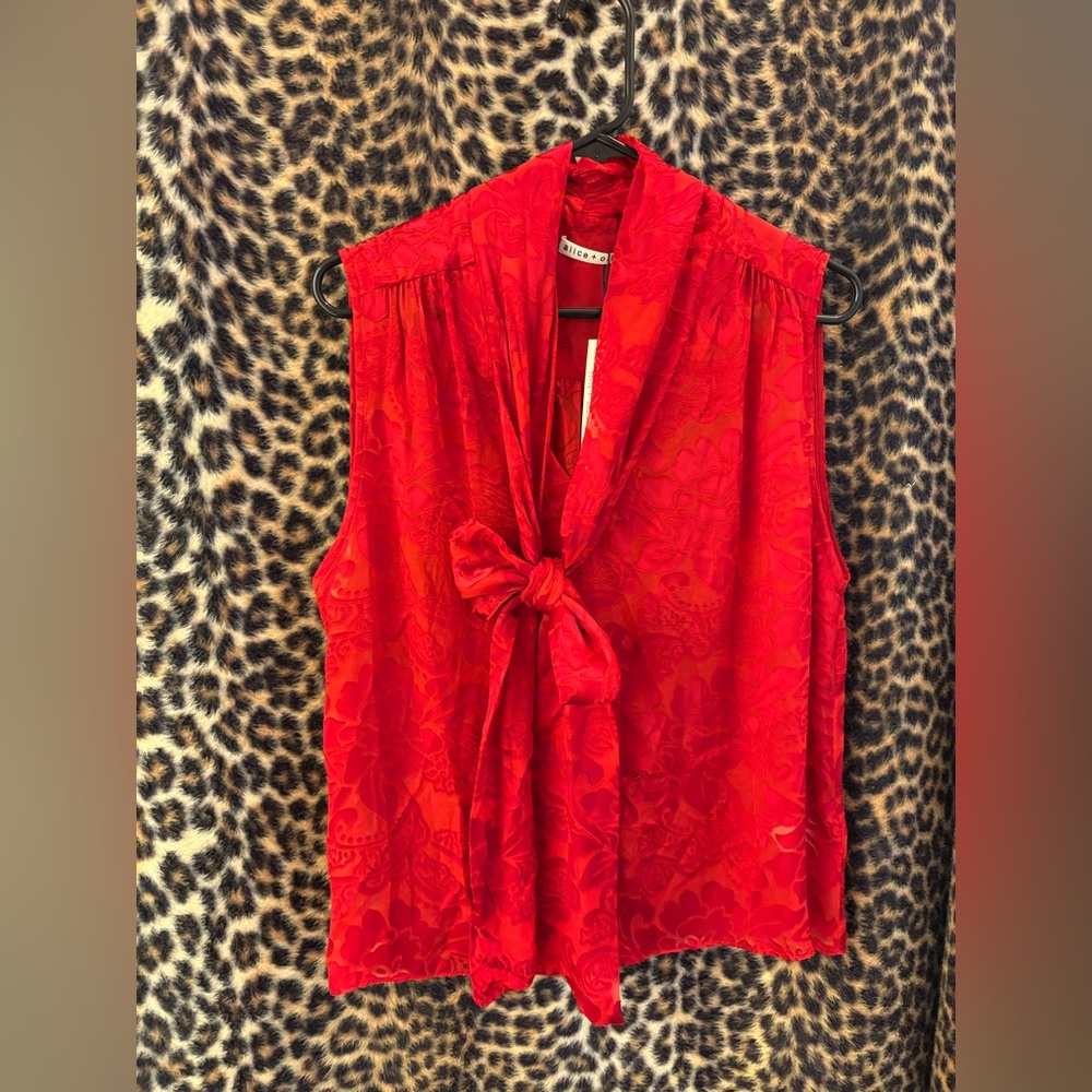 Alice and Olivia Arie Sleeveless Tie-neck Blouse NWT